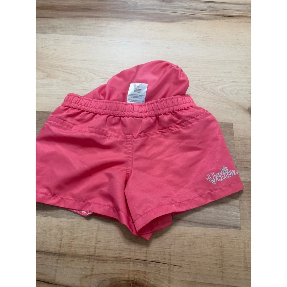 UVSkinz Girls Pink Swim Trunks UPF 50+ Cat Snorkel Board Shorts 3T